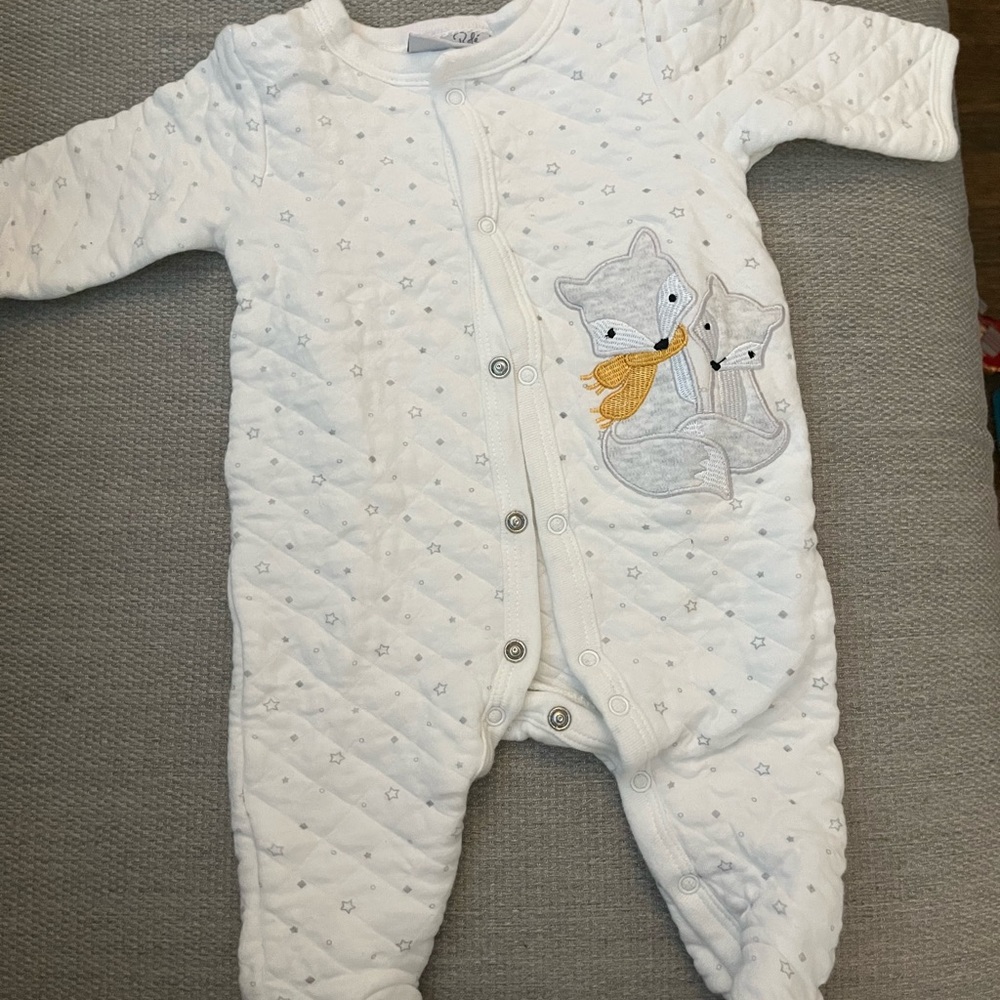 Quilted Rene Rofe 0-3m footed pajamas